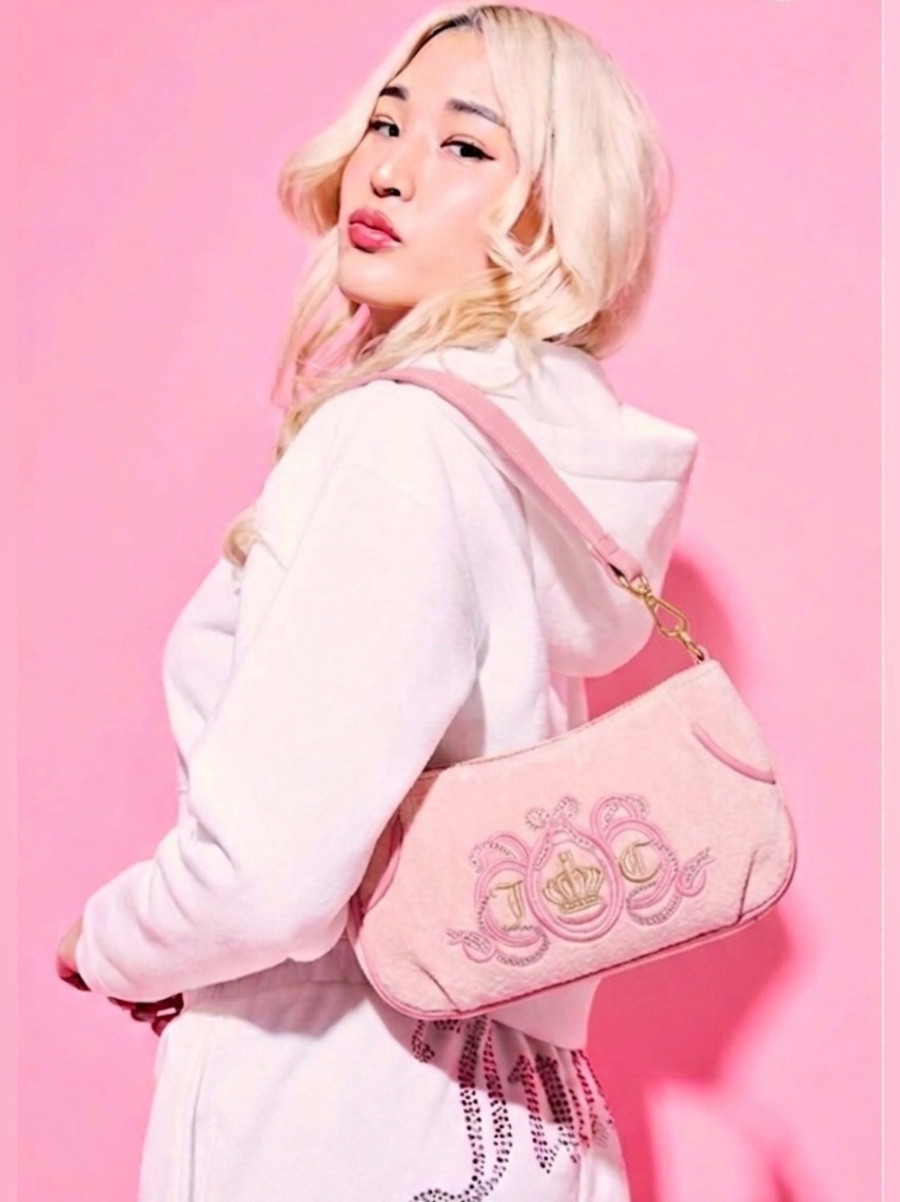 Juicy Couture Pink Velour "Lovers Club" Bag | Pink Diamond
